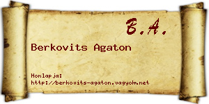 Berkovits Agaton névjegykártya